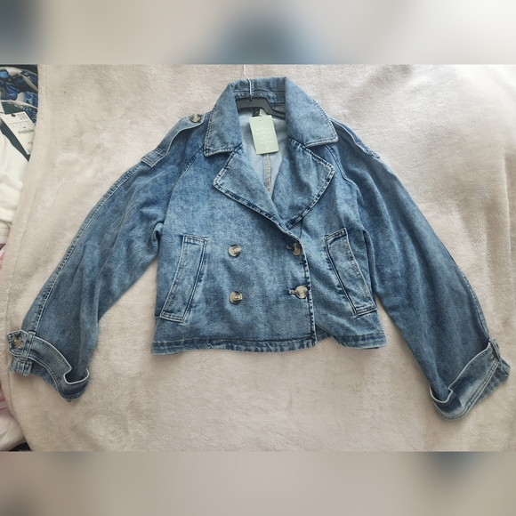 H&M short twill peacoat denim blue sz  M,L BNWT - Picture 4 of 6